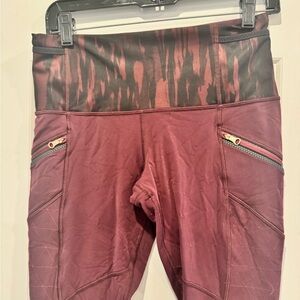Lululemon Burgundy Leggings with zipper pockets